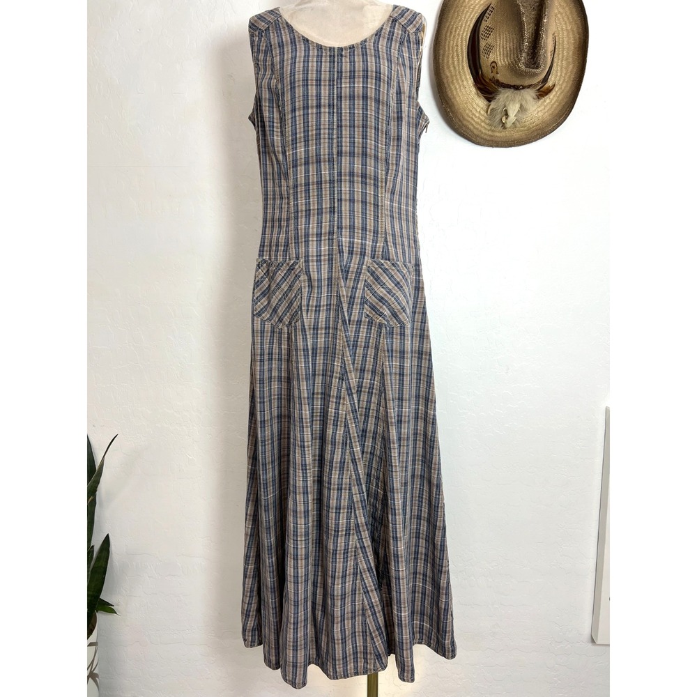 Vintage Democracy Grown in America Plaid Maxi Dress 8 Sleeveless Grunge western